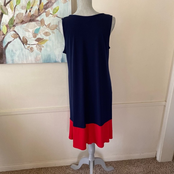 COLDWATER CREEK 💙NAVY BLUE & RED❤️ CASUAL SLEEVELESS  SLIP ON DRESS SIZE MEDIUM - Picture 4 of 10